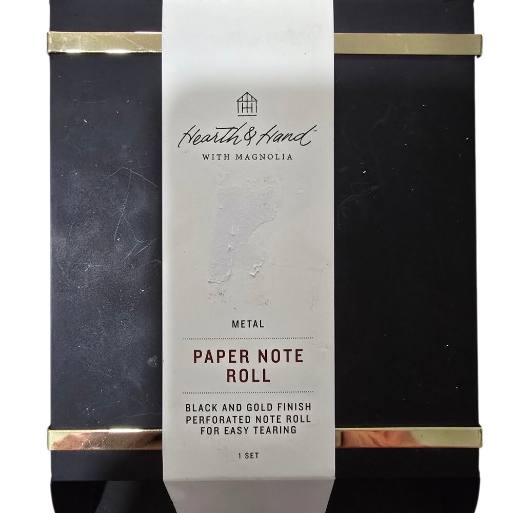 HEARTH & HAND with Magnolia Black Gold Metal Paper Note Roll NEW